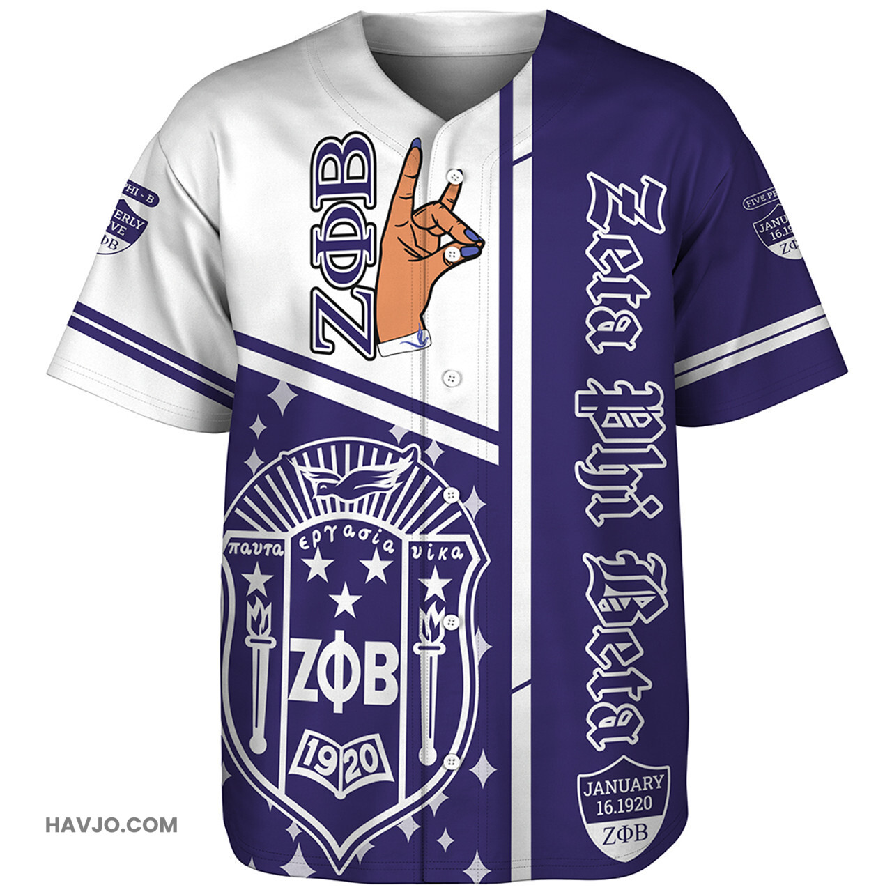 Zeta Phi Beta Hand Sign Baseball Jersey