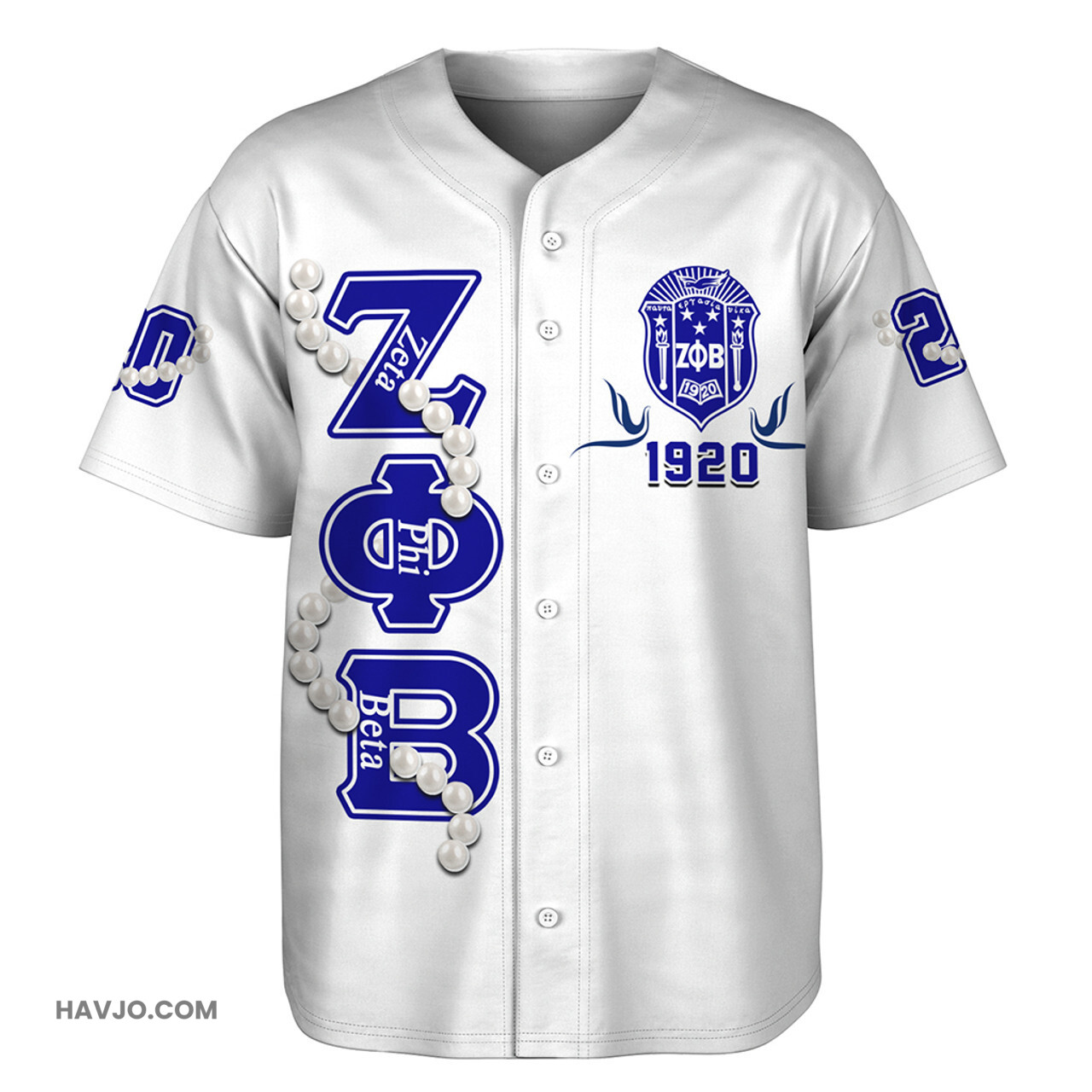 Zeta Phi Beta Pearl White Baseball Jersey