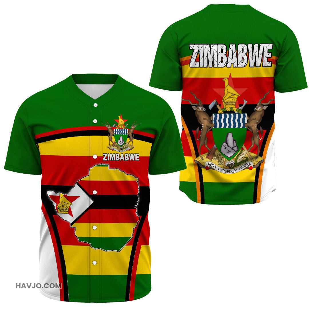 Zimbabwe Active Flag Baseball Jersey