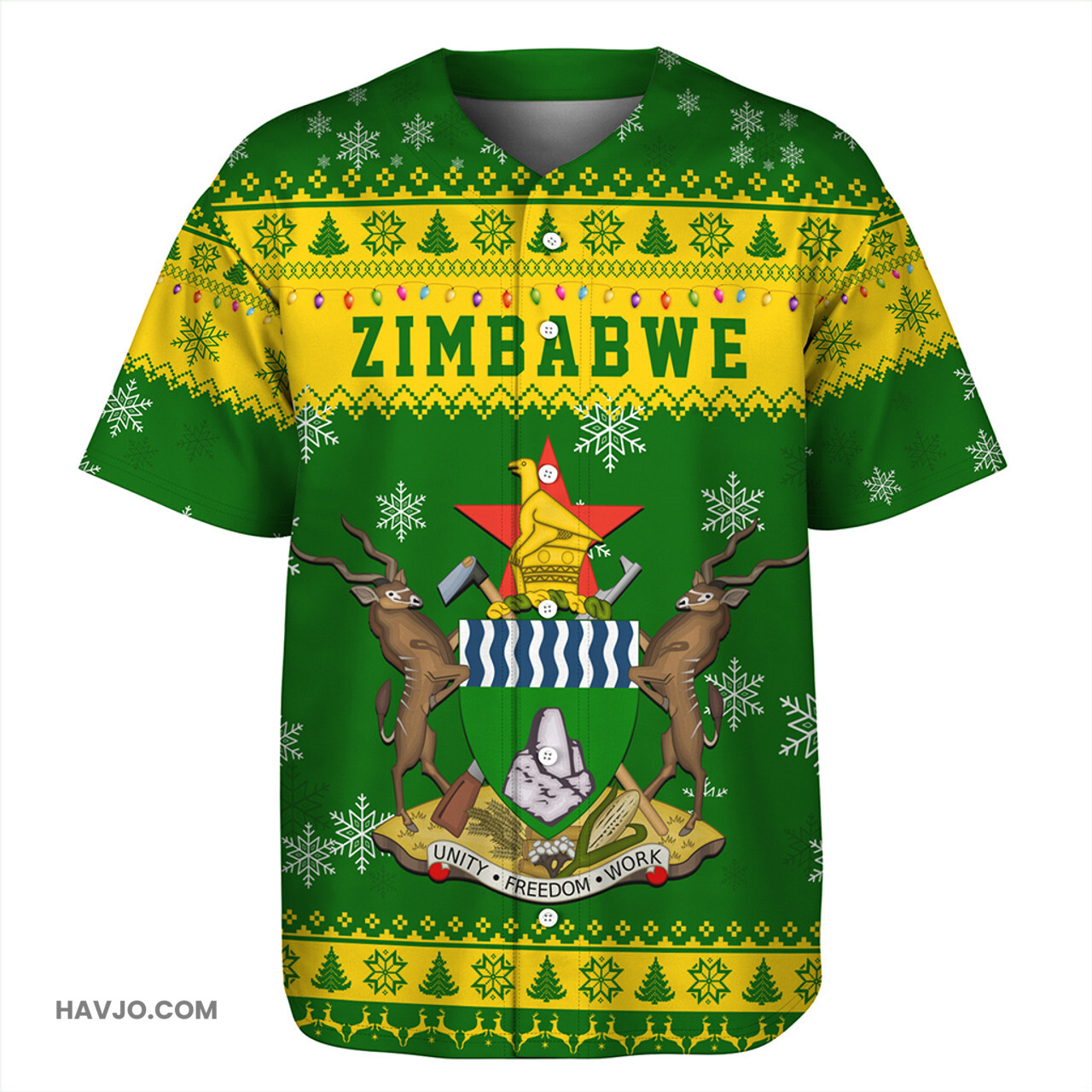 Zimbabwe Christmas Style Pattern Baseball Jersey