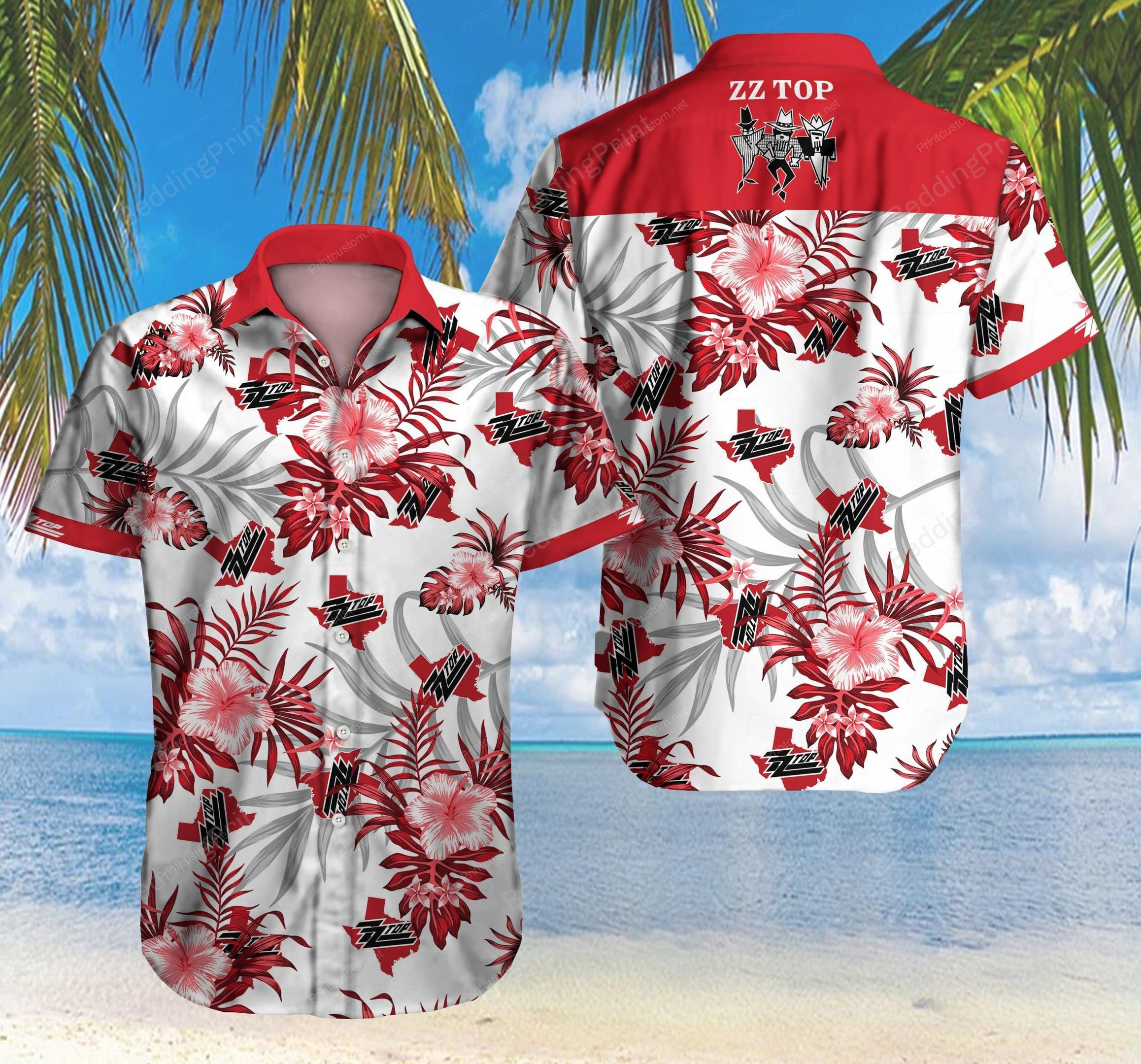 Zz Top American Rock Band Hawaiian Shirt Tropical Aloha Button Up